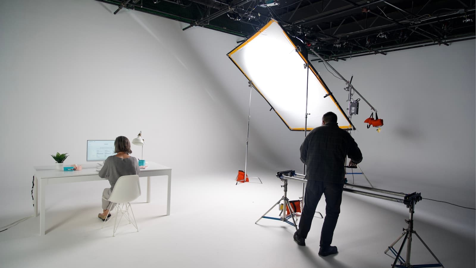 Photography studio main shoot floor with cyclorama wall