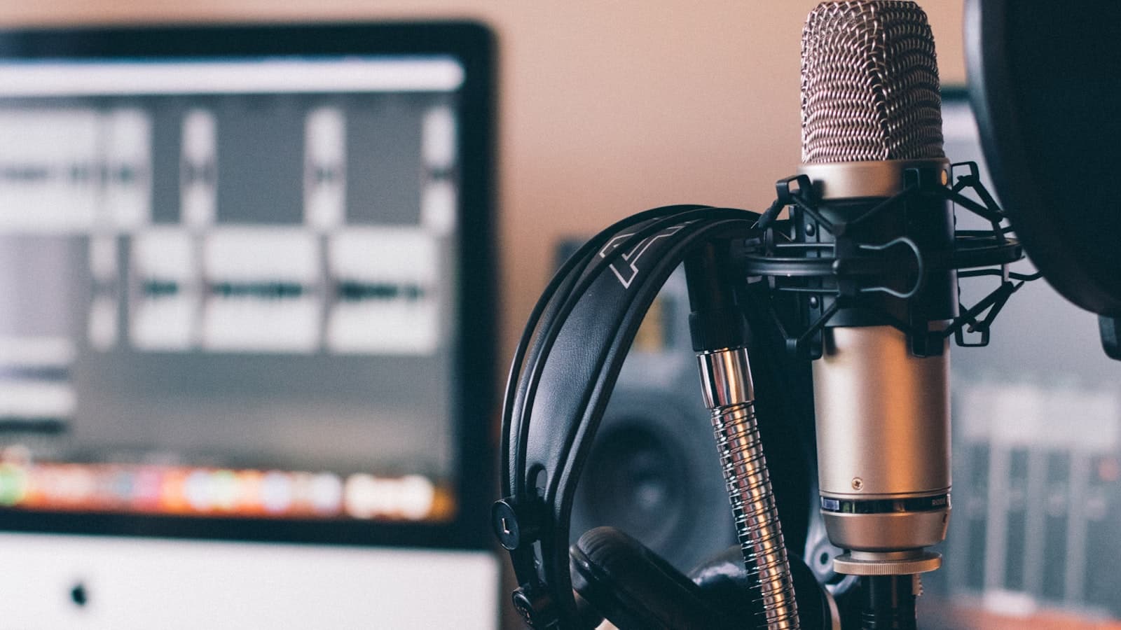 Podcast suite with broadcast microphones